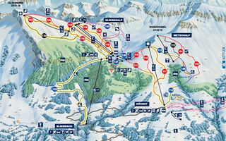 Lyžařská mapa skiareálu Adelboden / Frutigen