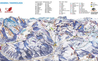 Lyžařská mapa skiareálu Arabba / Marmolada