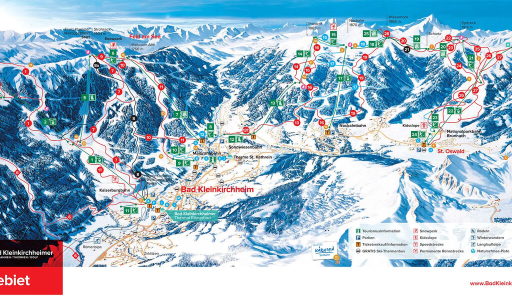 Lyžařská mapa sjezdovek areálu Bad Kleinkirchheim