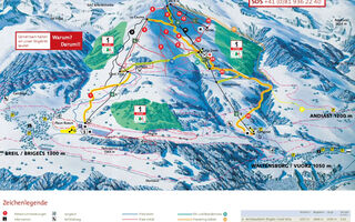 Lyžařská mapa skiareálu Brigels / Waltensburg