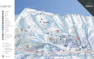 Lyžařská mapa skiareálu Disentis