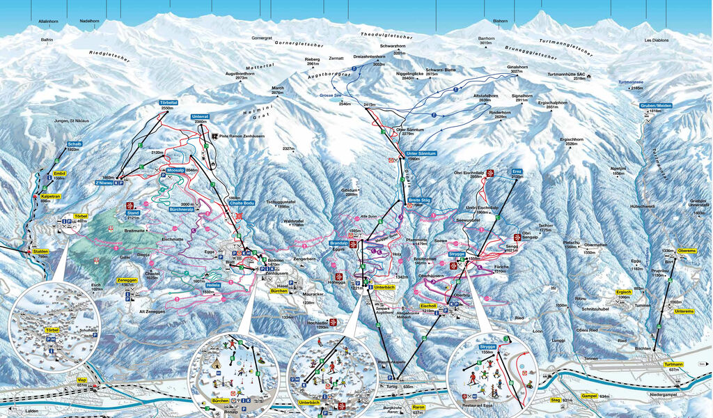 Lyžařská mapa sjezdovek areálu Eischoll