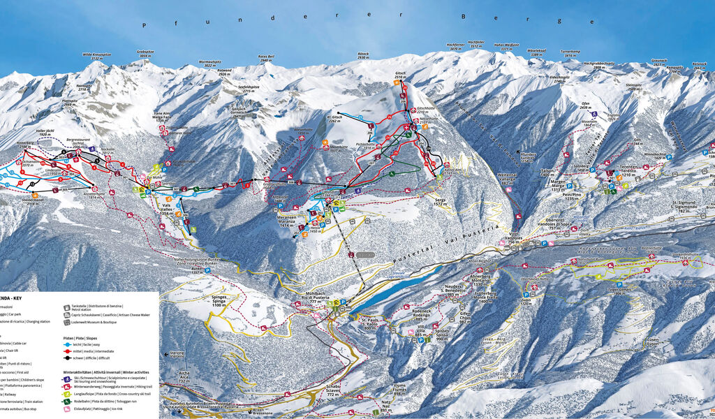 Lyžařská mapa sjezdovek areálu Gitschberg / Jochtal
