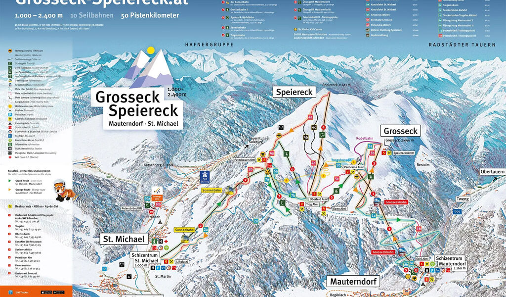 Lyžařská mapa sjezdovek areálu Grosseck - Speiereck
