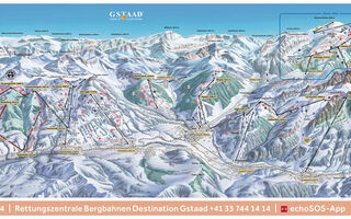 Lyžařská mapa skiareálu Gstaad / Schönried