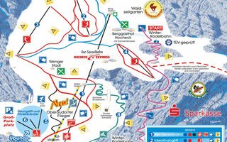 Lyžařská mapa skiareálu Hocheck / Oberaudorf