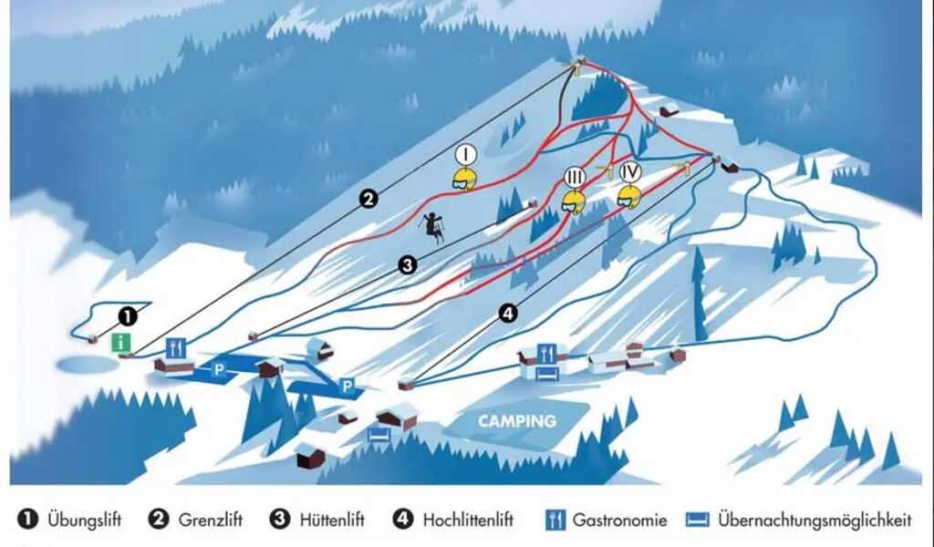 Lyžařská mapa sjezdovek areálu Hochlitten