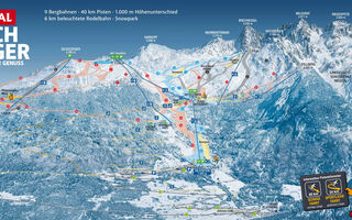 Lyžařská mapa skiareálu Hochzeiger