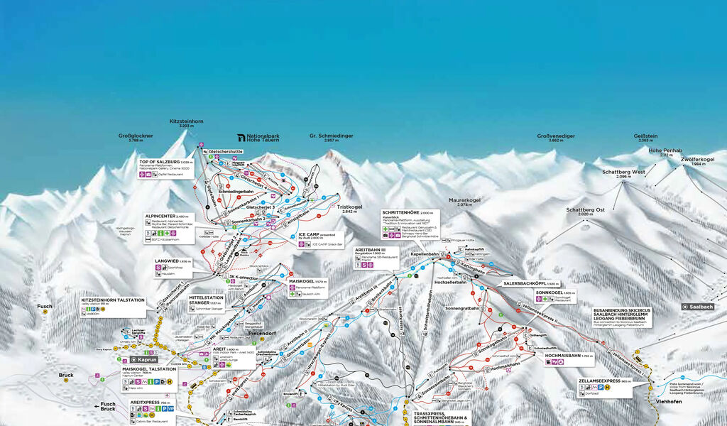 Lyžařská mapa sjezdovek areálu Karun - Zell am See