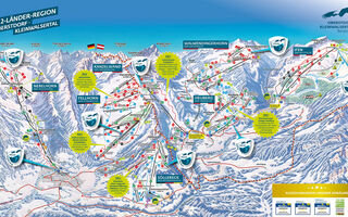 Lyžařská mapa skiareálu Kleinwalsertal