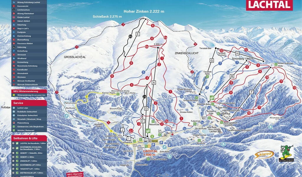 Lyžařská mapa sjezdovek areálu Lachtal