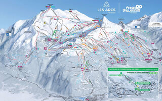 Lyžařská mapa skiareálu Les Arcs