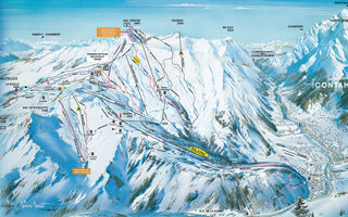 Lyžařská mapa skiareálu Les Contamines