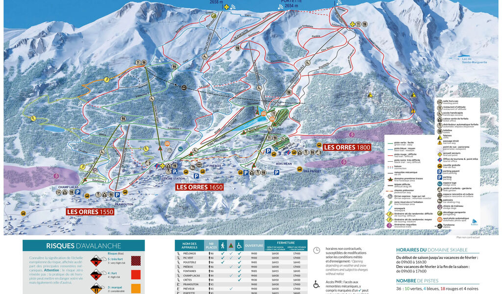 Lyžařská mapa sjezdovek areálu Les Orres