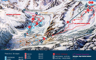 Lyžařská mapa skiareálu Macugnaga / Monte Rosa