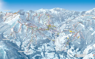 Lyžařská mapa skiareálu Megève