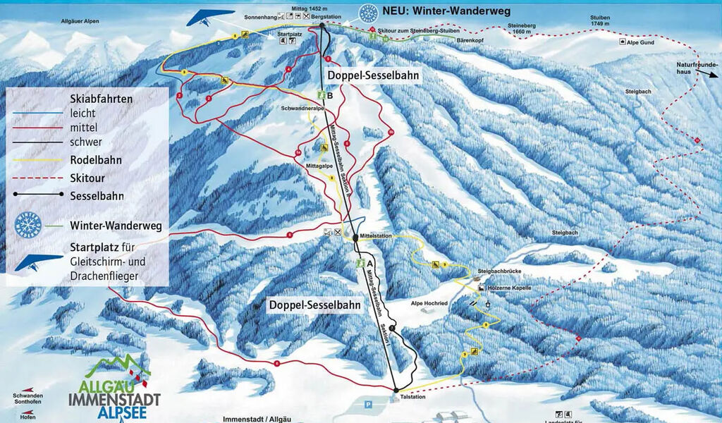 Lyžařská mapa sjezdovek areálu Mittag Ski Center