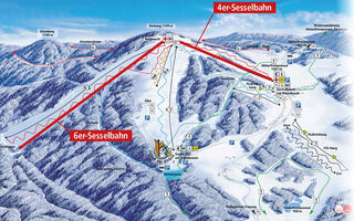 Lyžařská mapa skiareálu Mitterdorf
