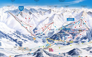Lyžařská mapa skiareálu Nauders - Reschenpass