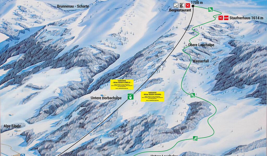 Lyžařská mapa sjezdovek areálu Oberstaufen / Hochgrat