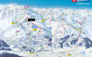 Lyžařská mapa skiareálu Ötztal Arena / Sölden