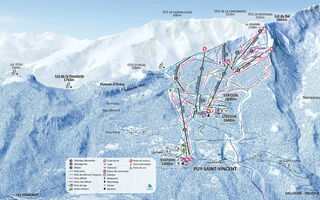 Lyžařská mapa skiareálu Puy Saint Vincent