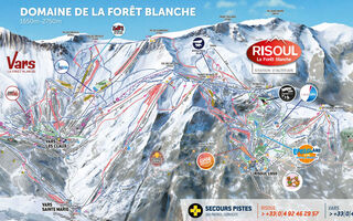 Lyžařská mapa skiareálu Risoul / Vars