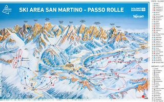 Lyžařská mapa skiareálu San Martino di Castrozza / Passo Rolle