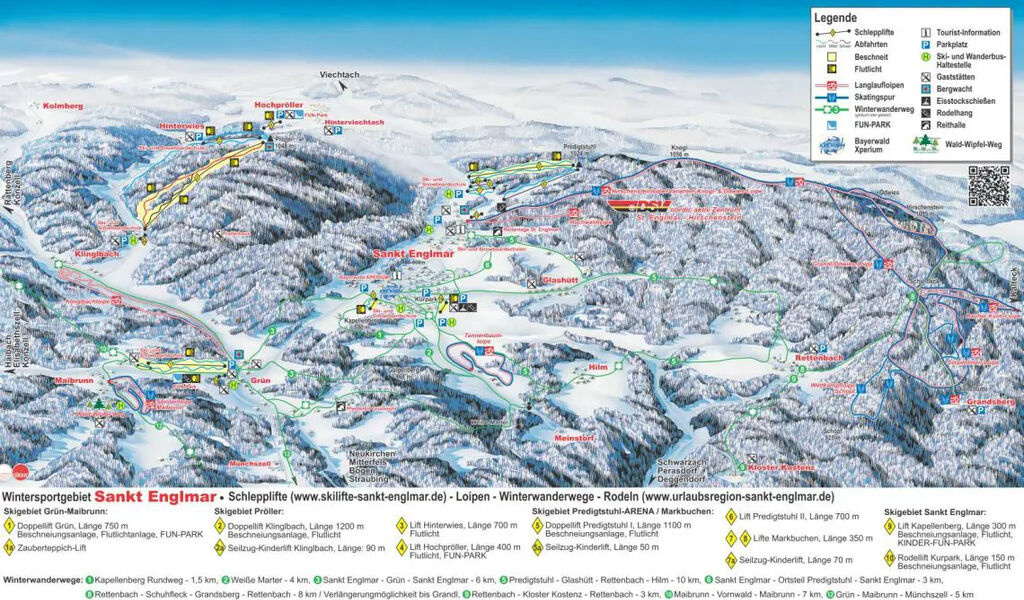Lyžařská mapa sjezdovek areálu Sankt Englmar