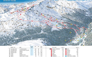 Lyžařská mapa skiareálu Santa Caterina / Valfurva