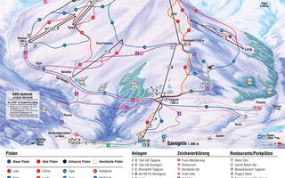 Lyžařská mapa skiareálu Savognin