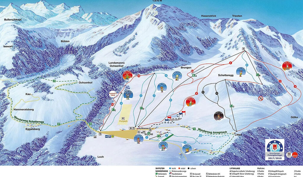 Lyžařská mapa sjezdovek areálu Schetteregg