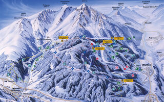 Lyžařská mapa skiareálu Serles