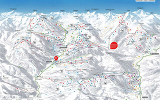 Lyžařská mapa skiareálu Skicircus Saalbach - Hinterglemm / Leogang / Fieberbunn