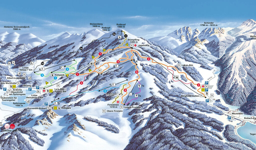 Lyžařská mapa sjezdovek areálu Spitzingsee / Tegernsee