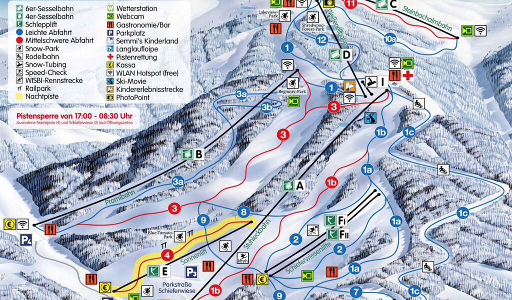 Lyžařská mapa sjezdovek areálu Stuhleck