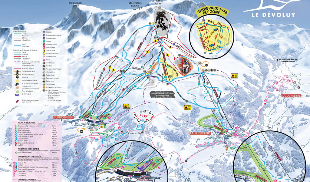 Lyžařská mapa sjezdovek areálu Superdévoluy