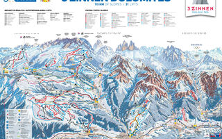 Lyžařská mapa skiareálu Tre Cime / Drei Zinnen Dolomiten