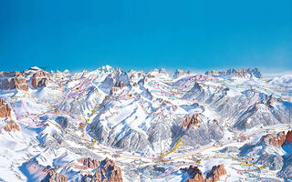 Lyžařská mapa skiareálu Val di Fassa / Fasstal