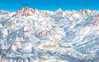 Lyžařská mapa skiareálu Val di Fiemme / Fleimstal