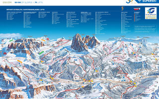 Lyžařská mapa skiareálu Val Gardena / Gröden