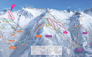 Lyžařská mapa skiareálu Valmeinier / Valloire