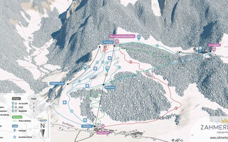 Lyžařská mapa skiareálu Zahmer Kaiser