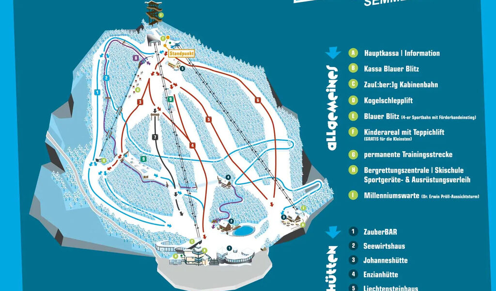 Lyžařská mapa sjezdovek areálu Zauberberg